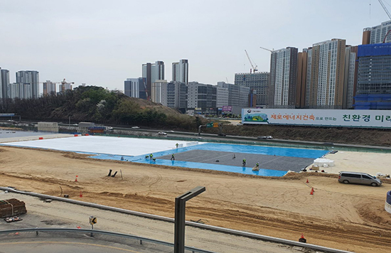 방수층보호재 설치 및 조경마감(완료)